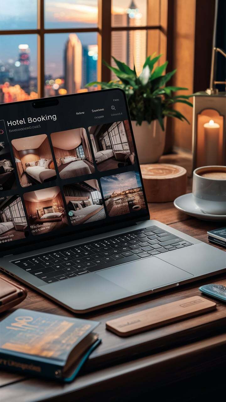 Hotel booking confirmation page showing reservation details, check-in, and check-out dates